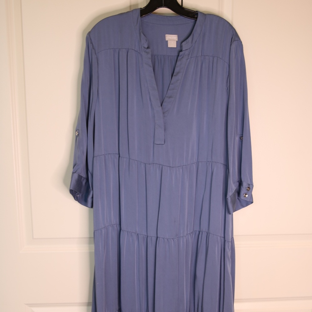 Chicos Blue Tiered Maxi Dress